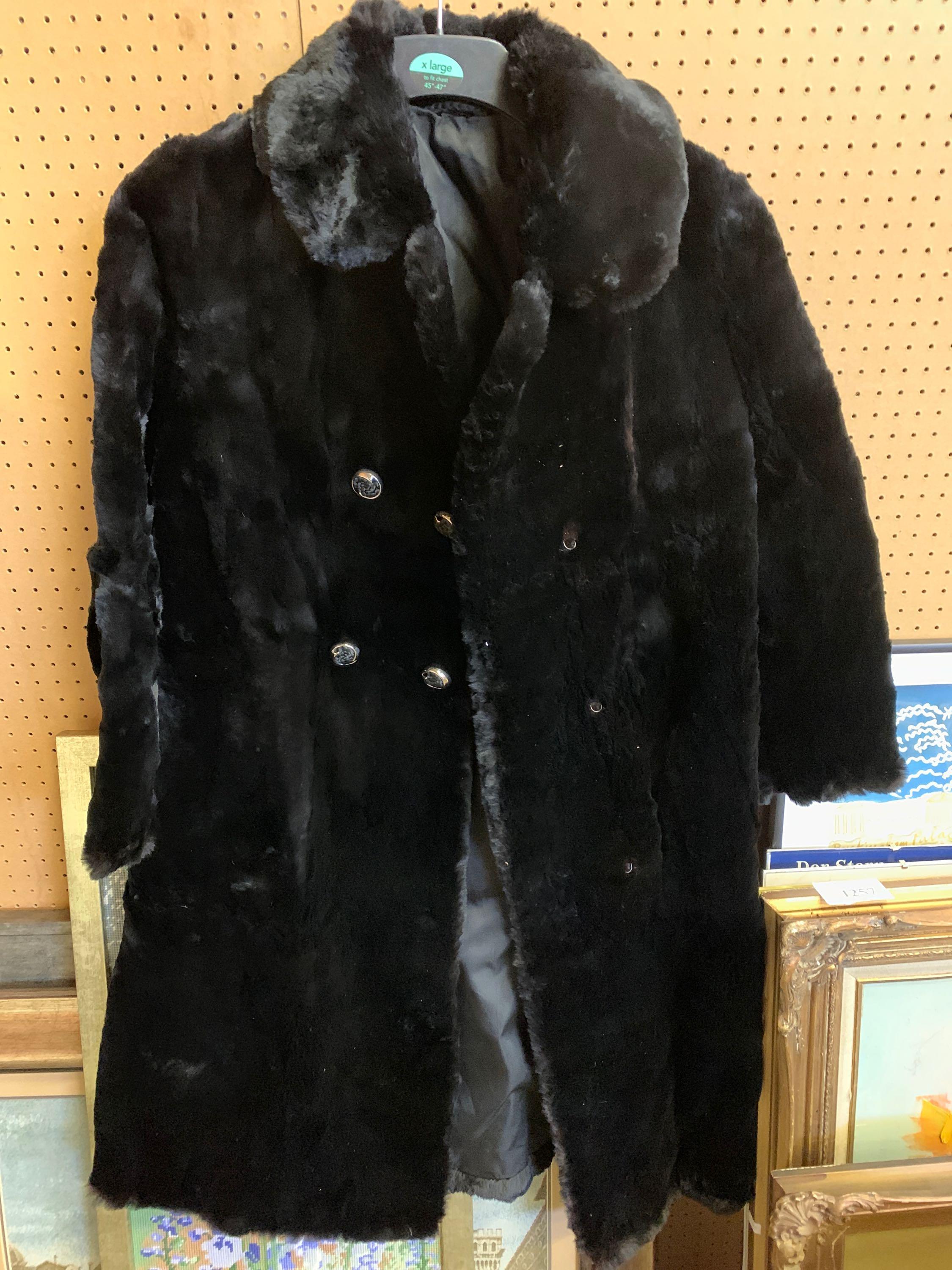 Black sheared mink three quarter length coat