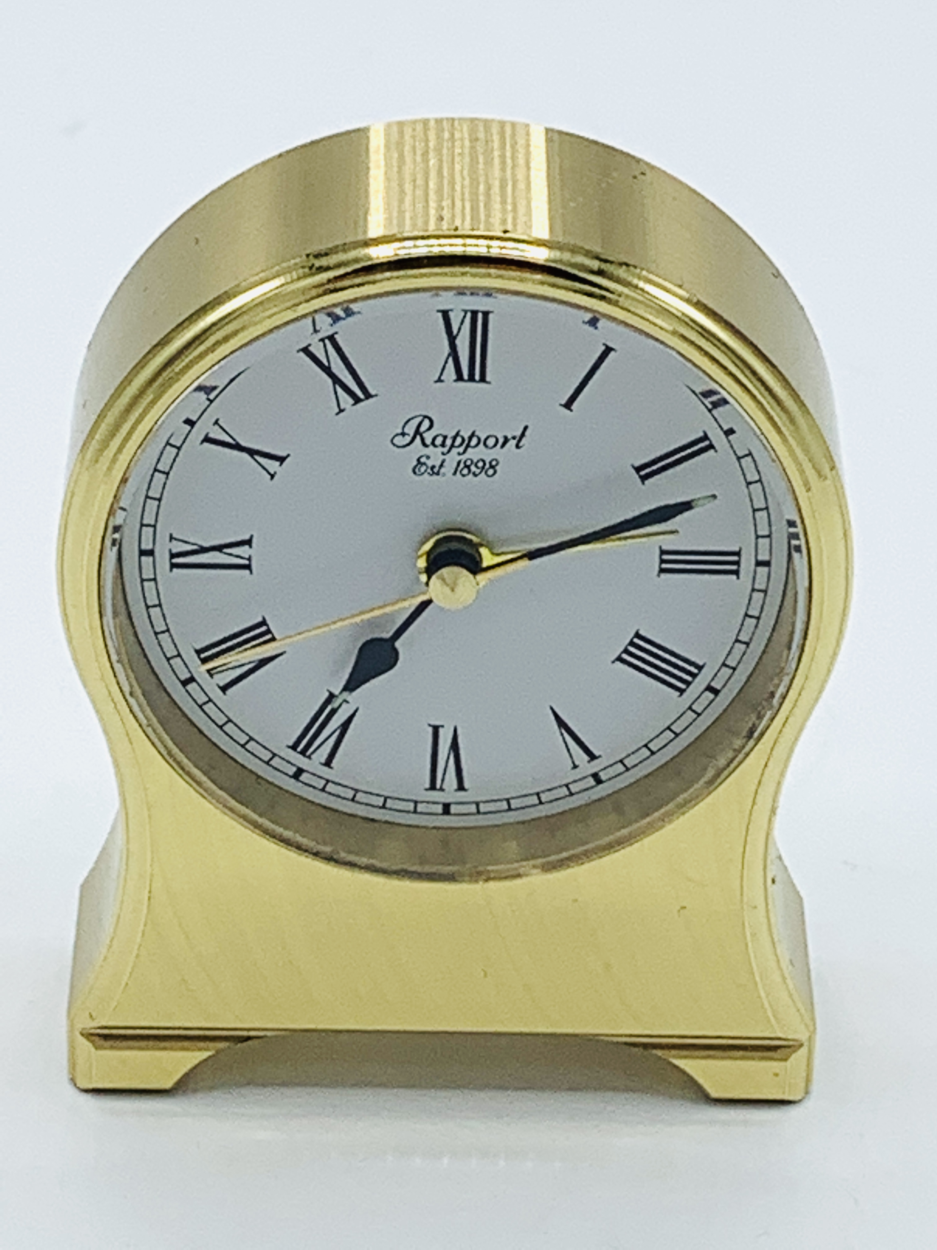 Rapport gold coloured metal case travelling alarm clock, made in Germany