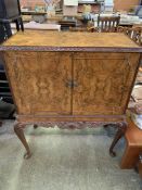 Walnut veneer cocktail cabinet