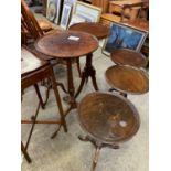 Six mahogany wine tables and a mahogany display table