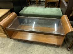 Glass topped coffee table