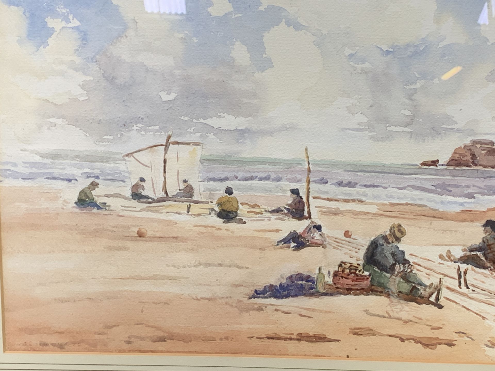 Framed and glazed watercolour of a beach scene signed Edward Shanksyer, with another. - Bild 3 aus 5