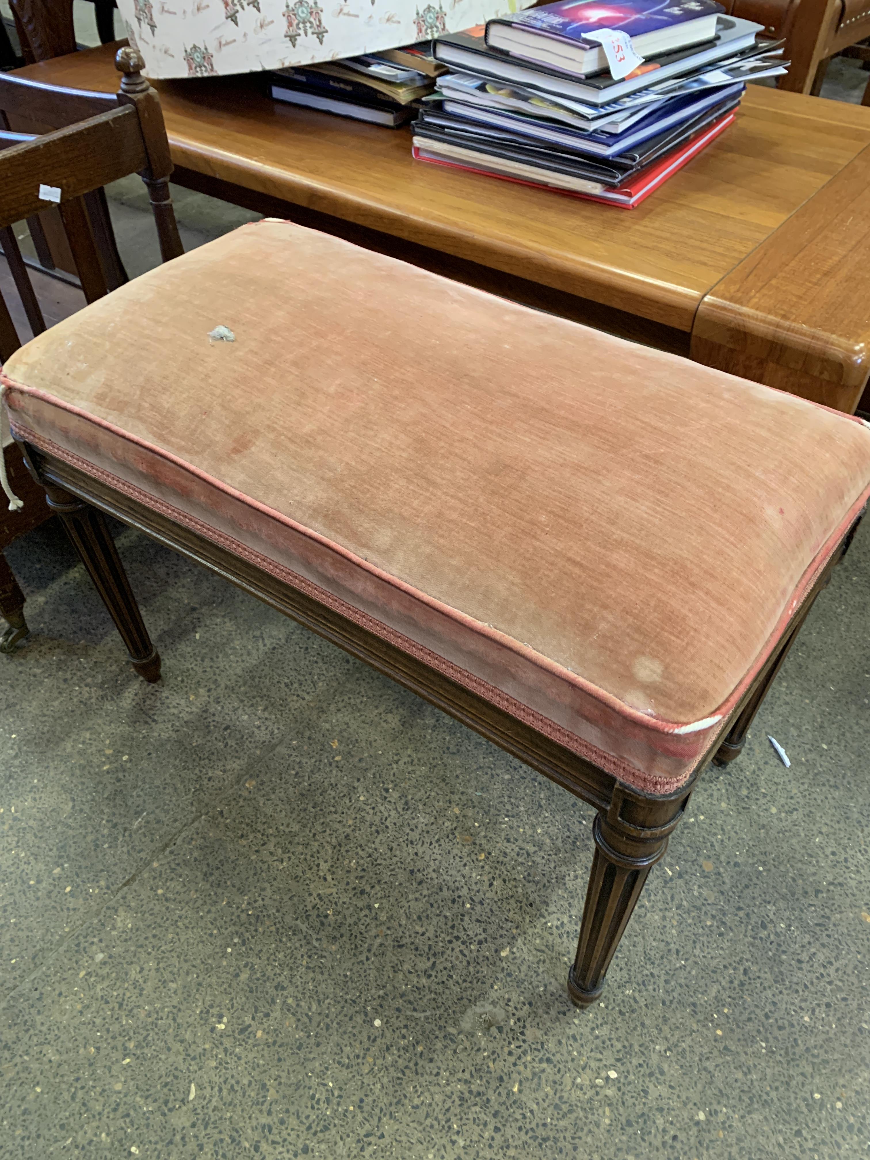 Mahogany Canterbury and a mahogany framed upholstered stool - Image 3 of 4