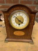 Inlaid mahogany mantel clock by Wm Bruford & Sons