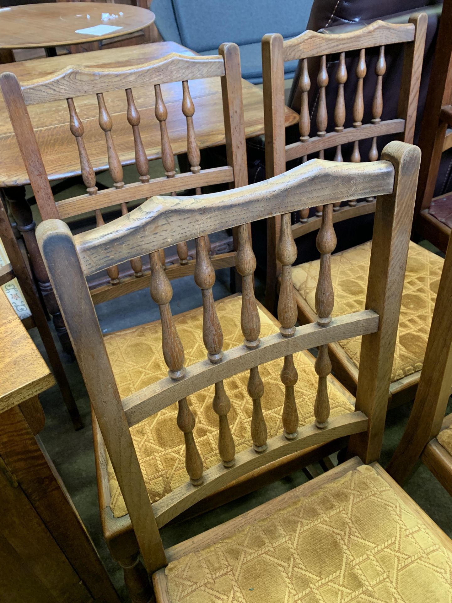 Four oak framed spindle back dining chairs - Image 8 of 8