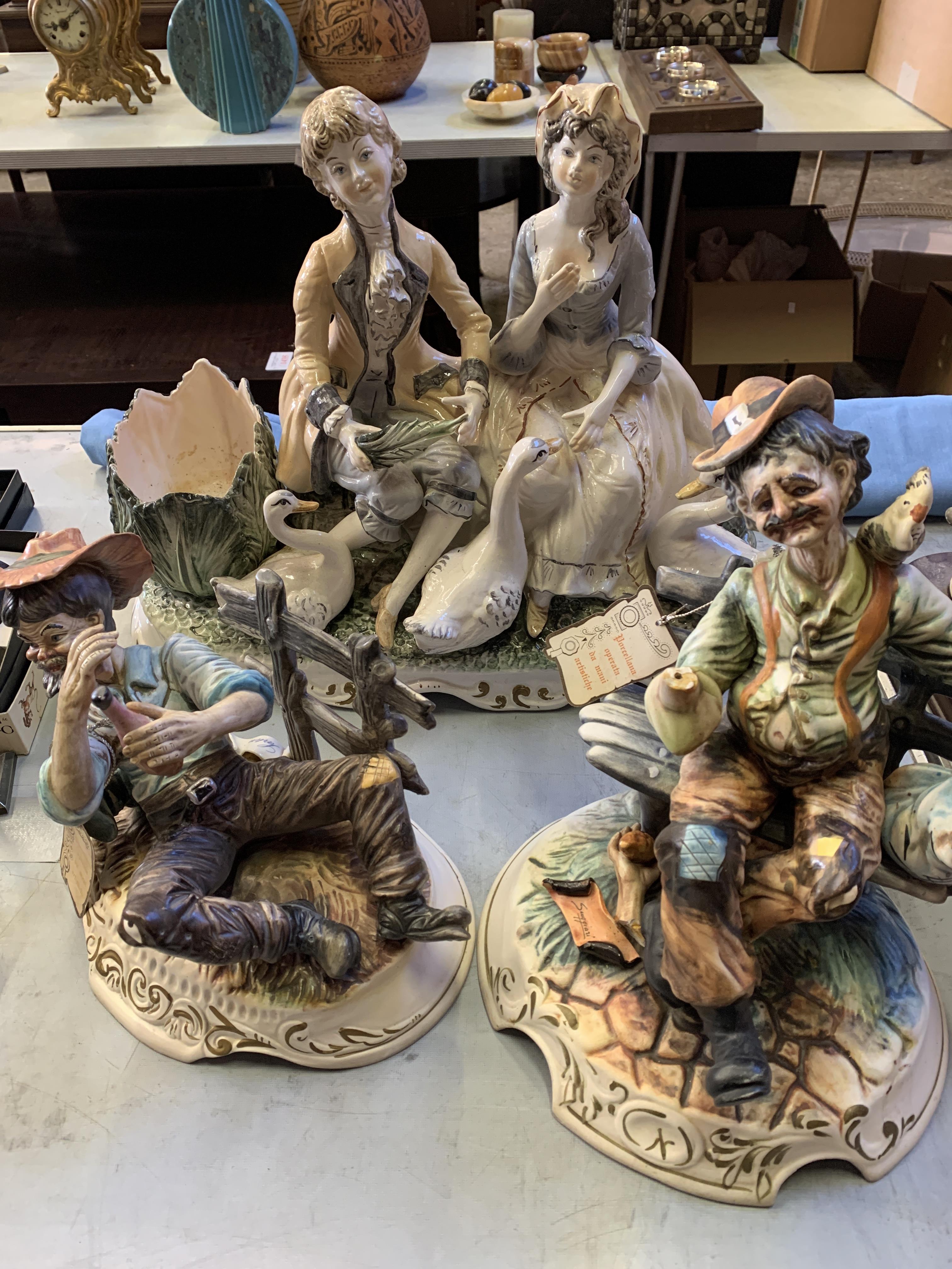 Three Capodimonte figures and a Leonardo Collection figure
