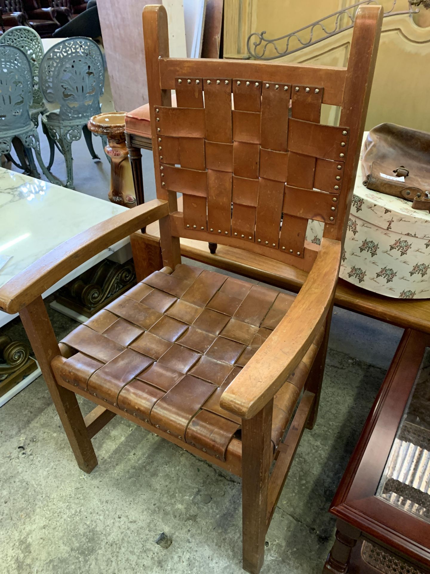 New Zealand reclaimed kauri wood framed open armchair