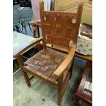 New Zealand reclaimed kauri wood framed open armchair