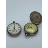 Two solid silver case pocket watches