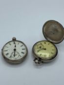 Two solid silver case pocket watches