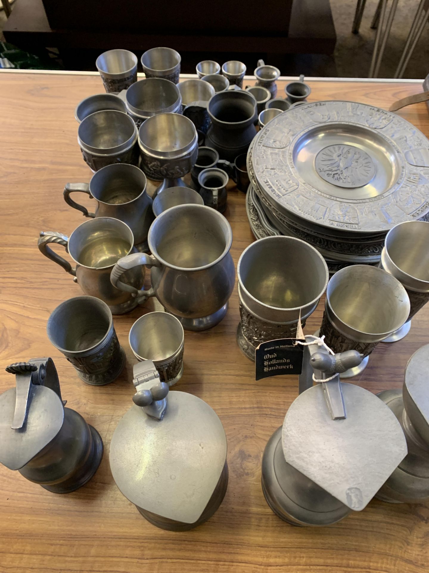 Quantity of pewter items