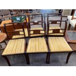 Six mahogany dining chairs with rope twist back