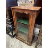 Inlaid walnut and mahogany glass fronted cabinet