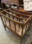 Mahogany Canterbury and a mahogany framed upholstered stool