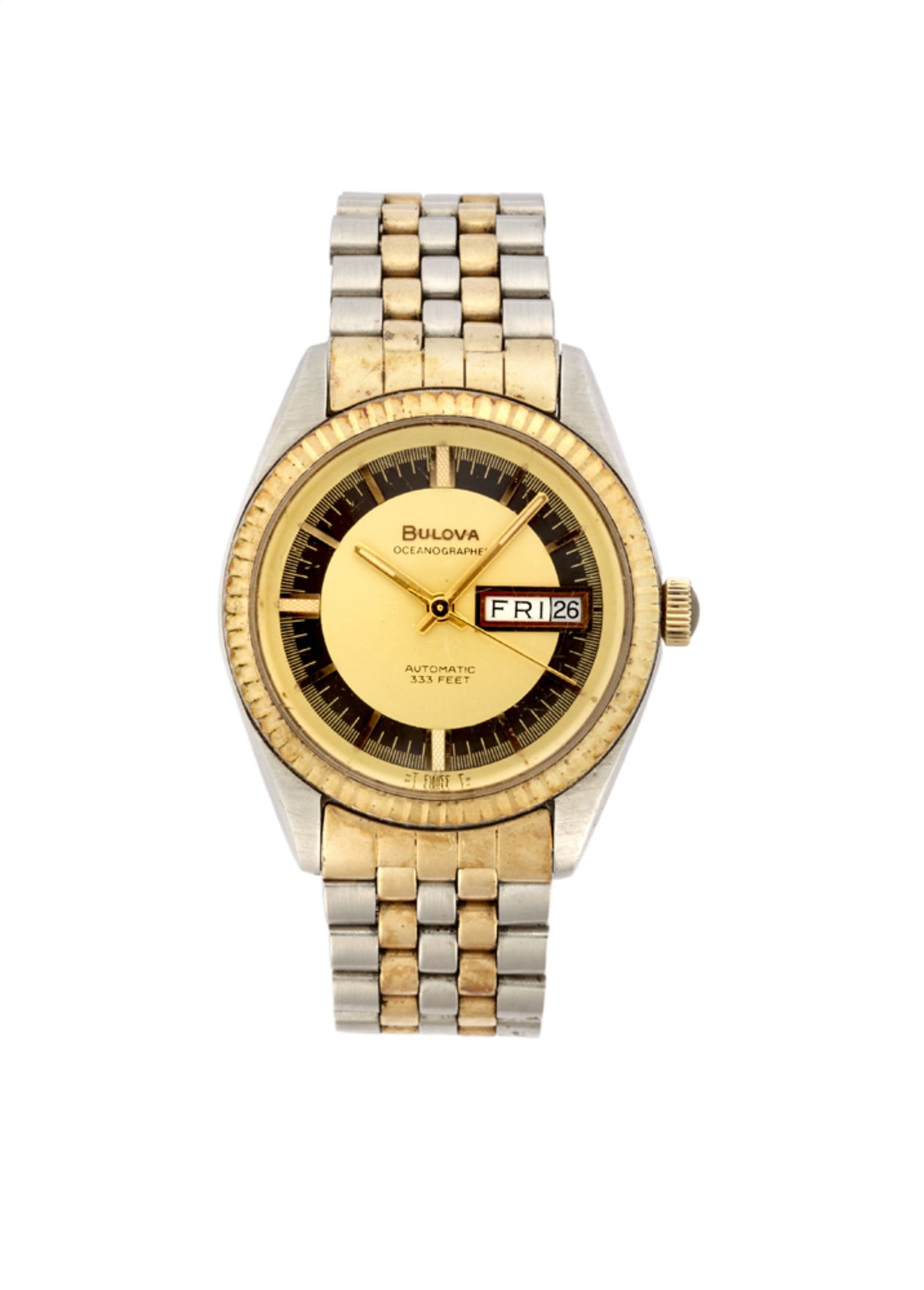 BULOVA OCEANOGRAPHERGent's Steel and metal plated-gold wristwatch1970sDial, movement and case