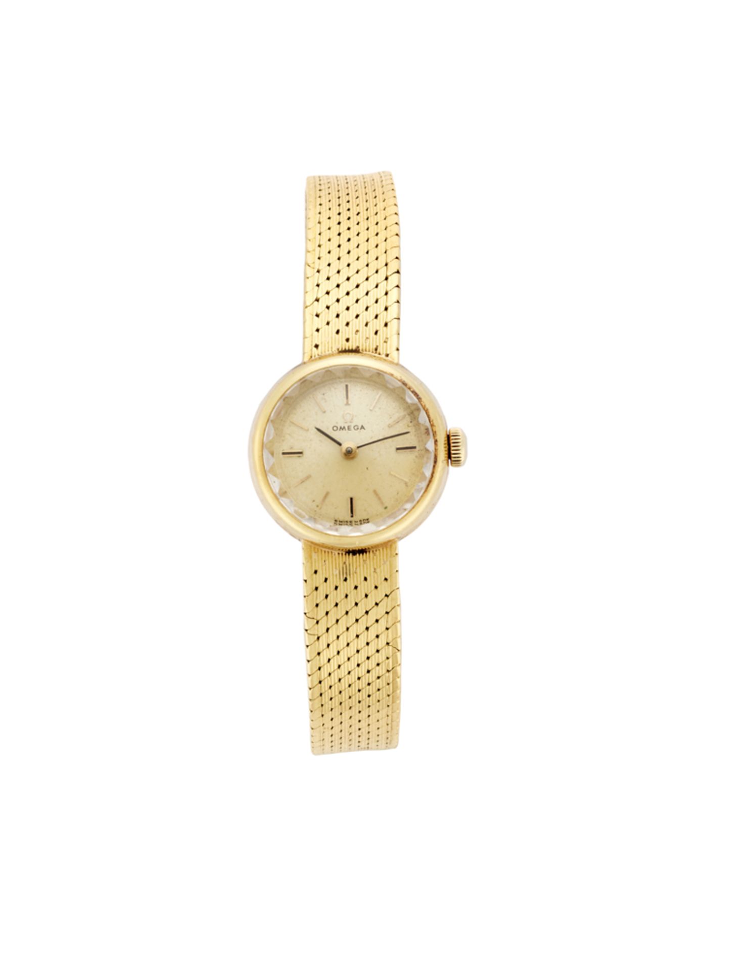 OMEGA<br>Lady's 18K gold wristwatch with bracelet<br>1960s<br>Dial, movement and case signed<br>Manu