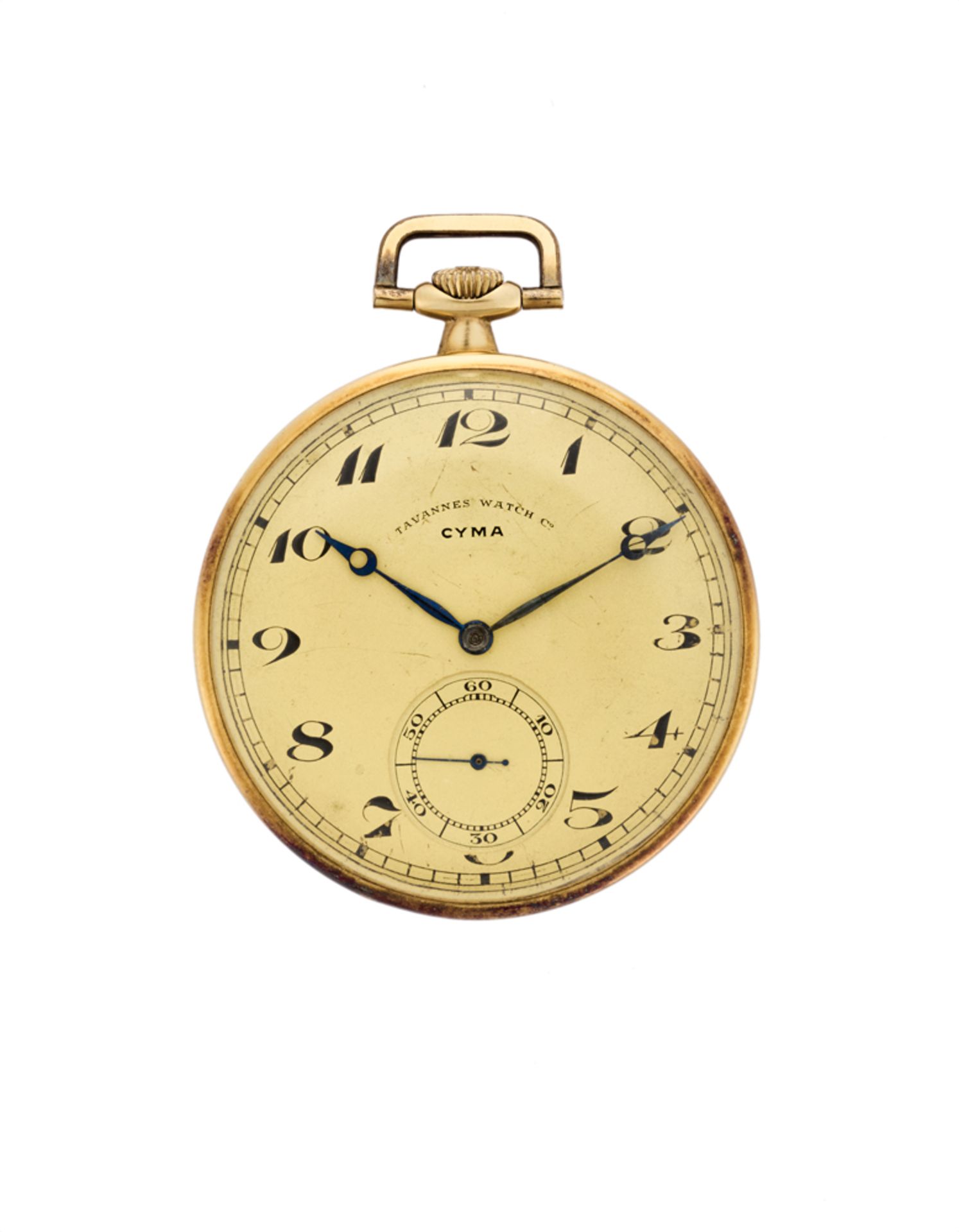 TAVANNES WATCH CO CYMAGent's 18K gold pocket watch1920sDial and movement signedManual wind