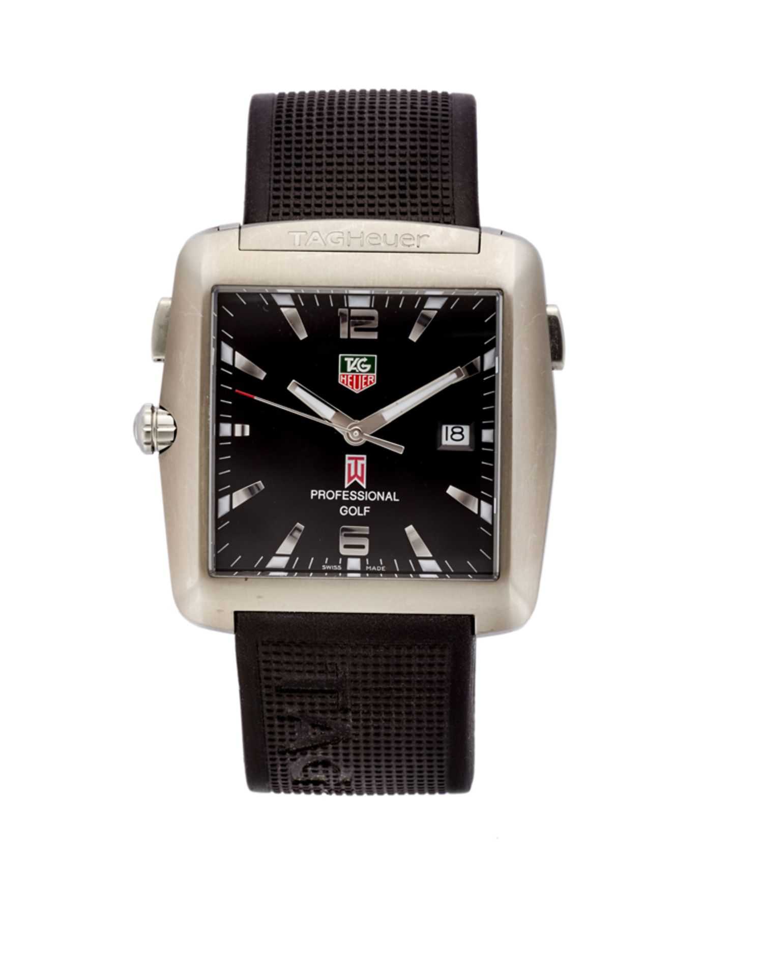 TAG HEUER GOLF WATCH BY TIGER WOODSGent's steel wristwatch2000sDial and case signedQuartz