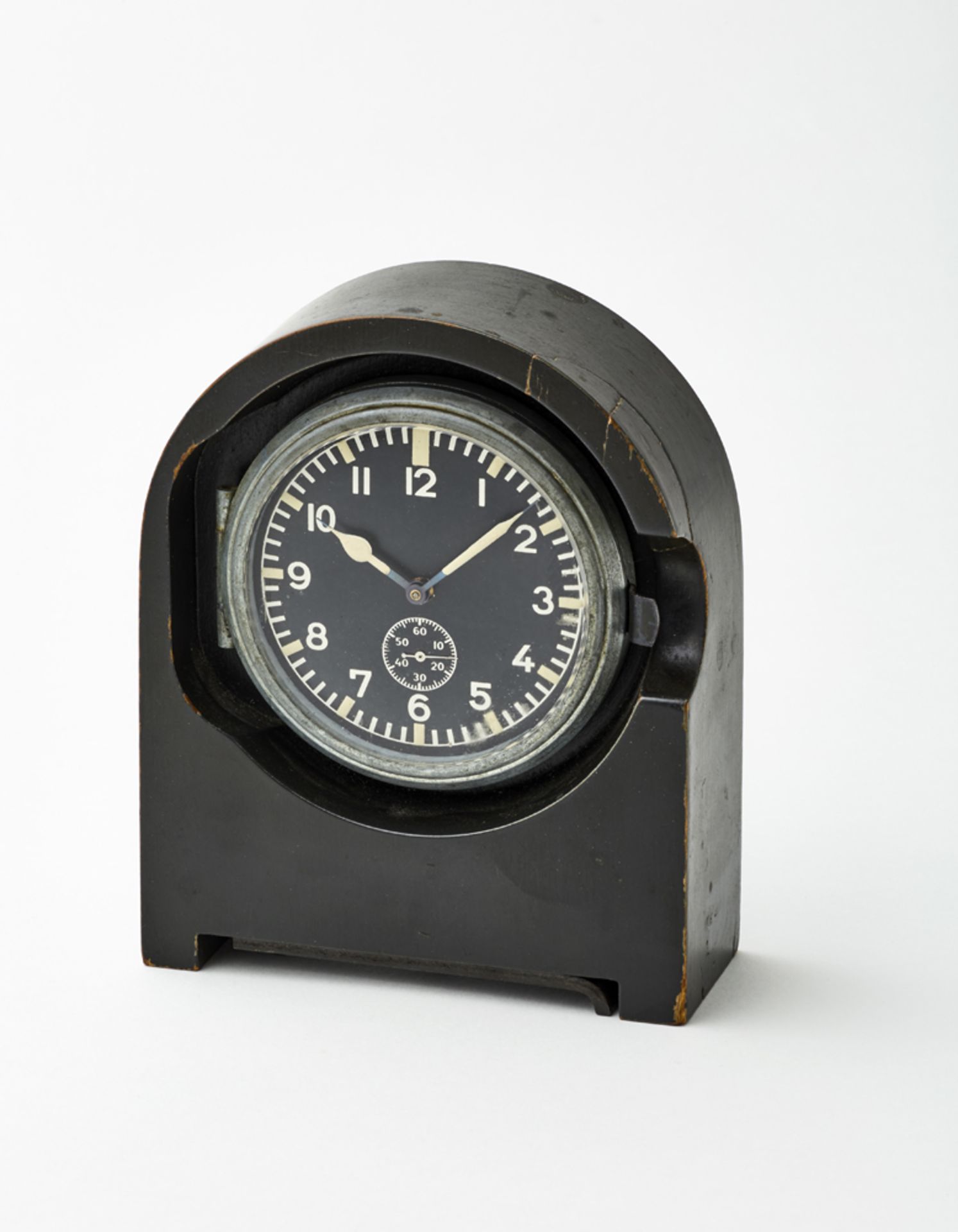 JUNGHANS (attributed to)<br>Navy military clock with black dial and phosphorescent indexes, <br>eigh