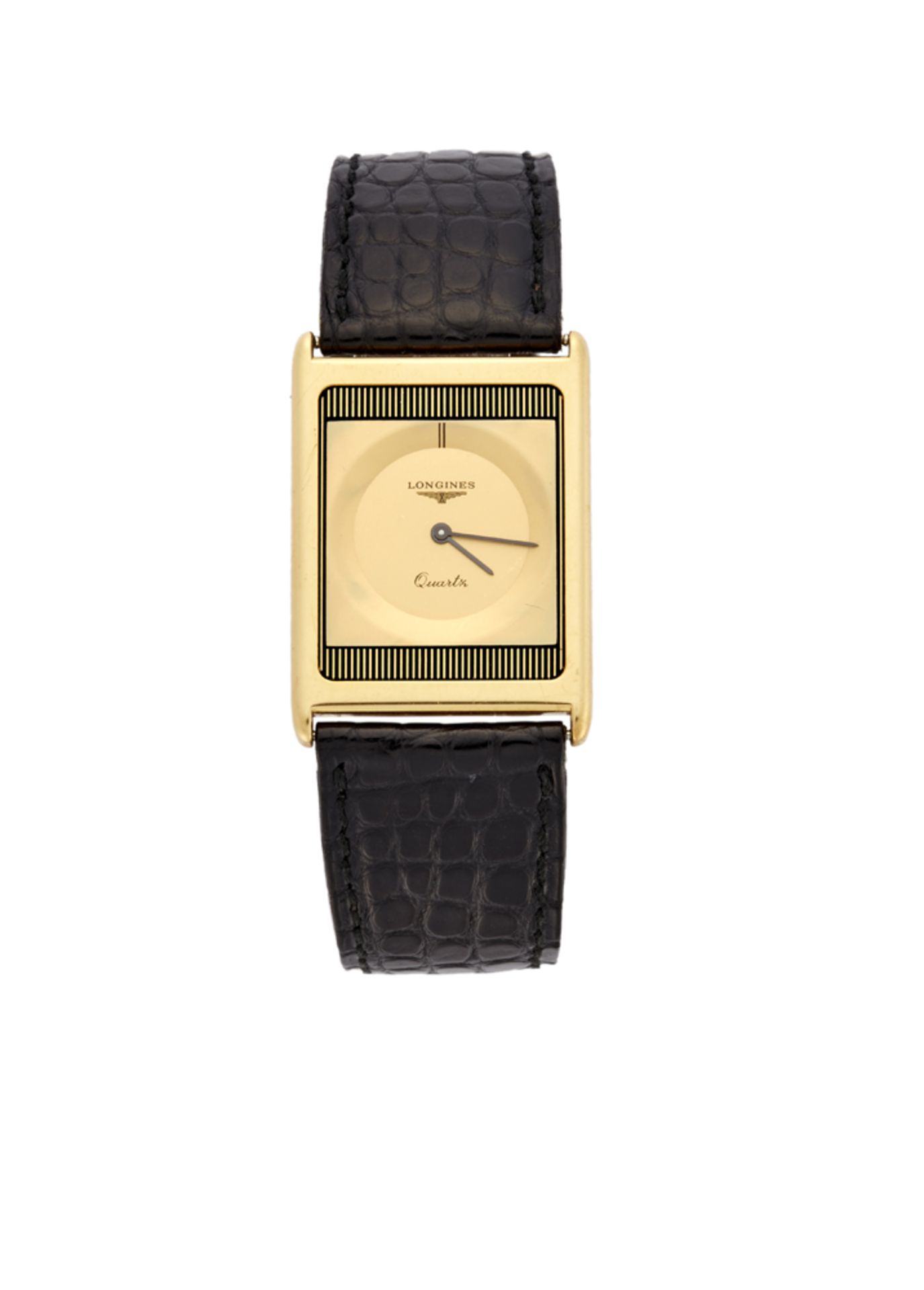 LONGINESGent's 18K gold wristwatch1970sDial signedQuartz movementGolden dialCase n. 19 402 433Size