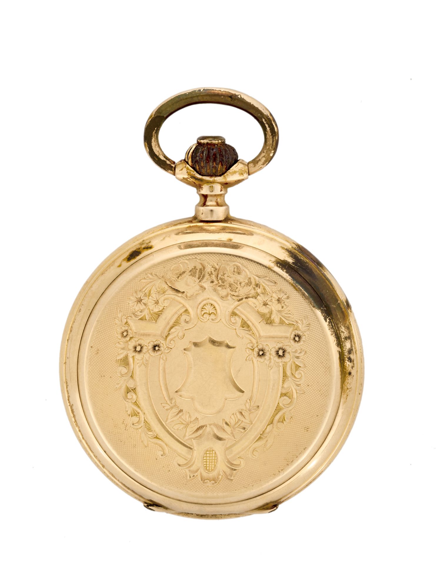 Anonimogold pocket watch20th centuryManual-wind movementWhite dial with Arabic and Roman - Image 2 of 2