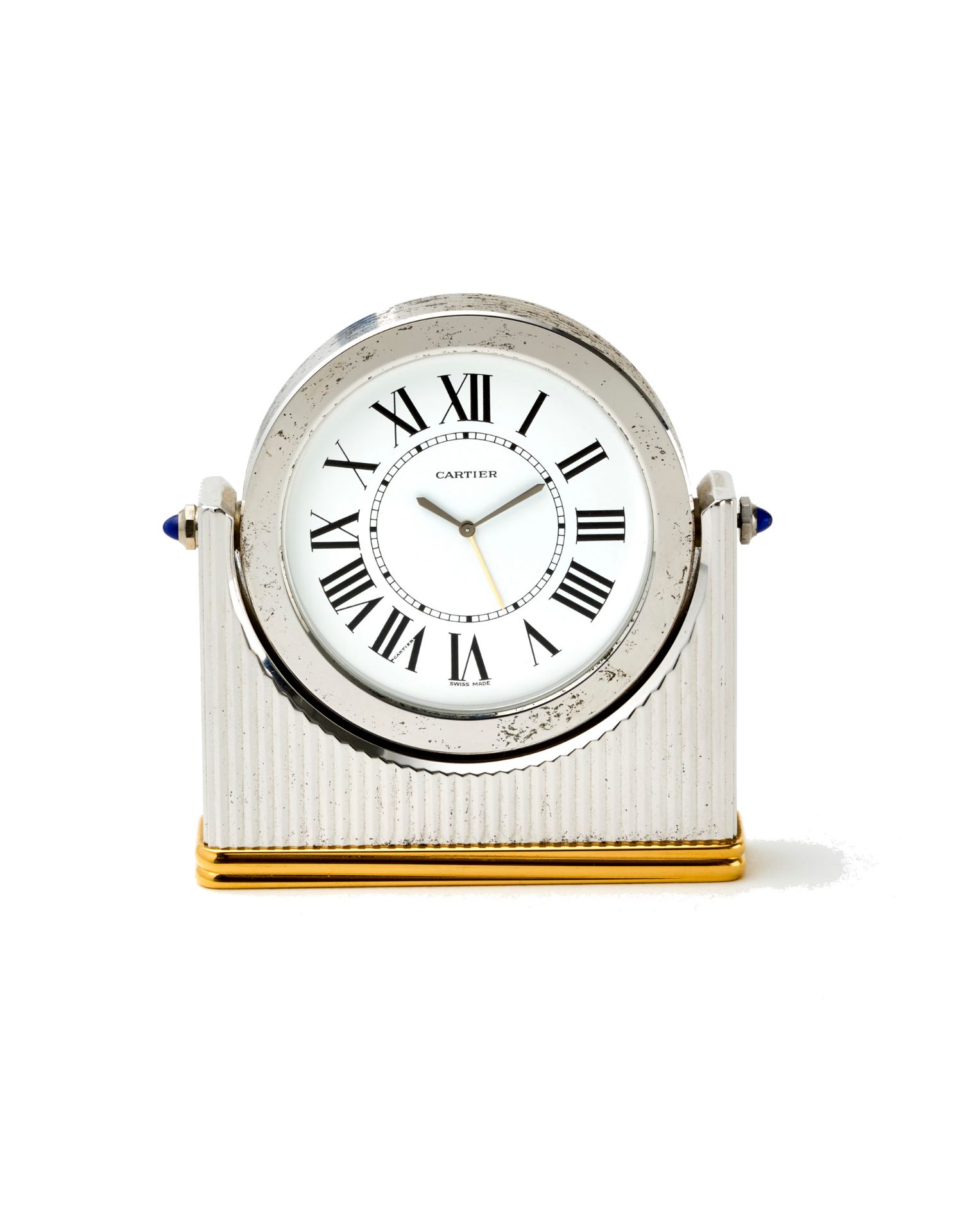 CartierTable Clock1960sDial signedQuartz movementWhite dial with Roman numeralsh. cm 8x7(slight