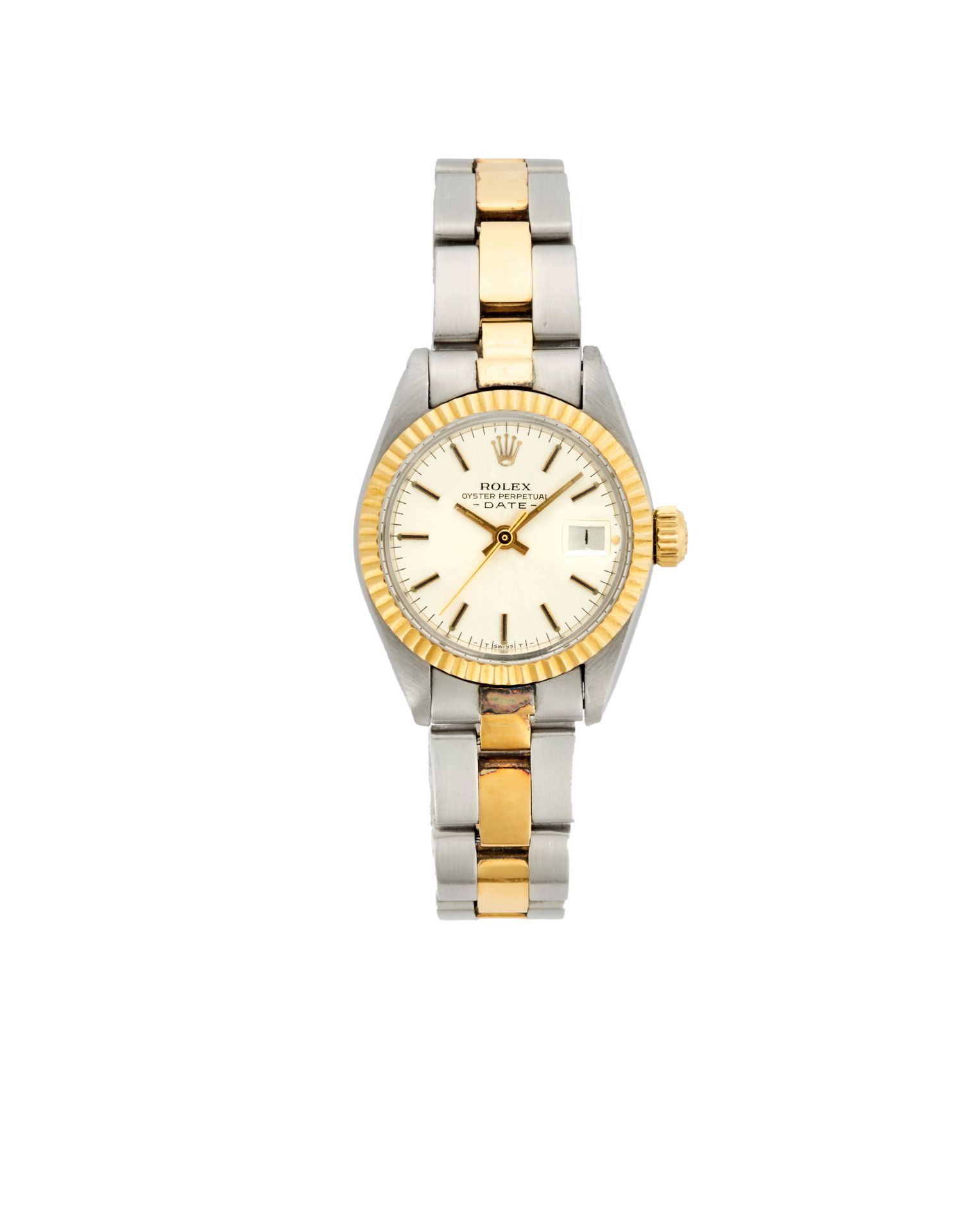 Rolex, Lady Date Ref. 6916Lady's steel and gold wristwatch1970sDial signedAutomatic movementSilvered