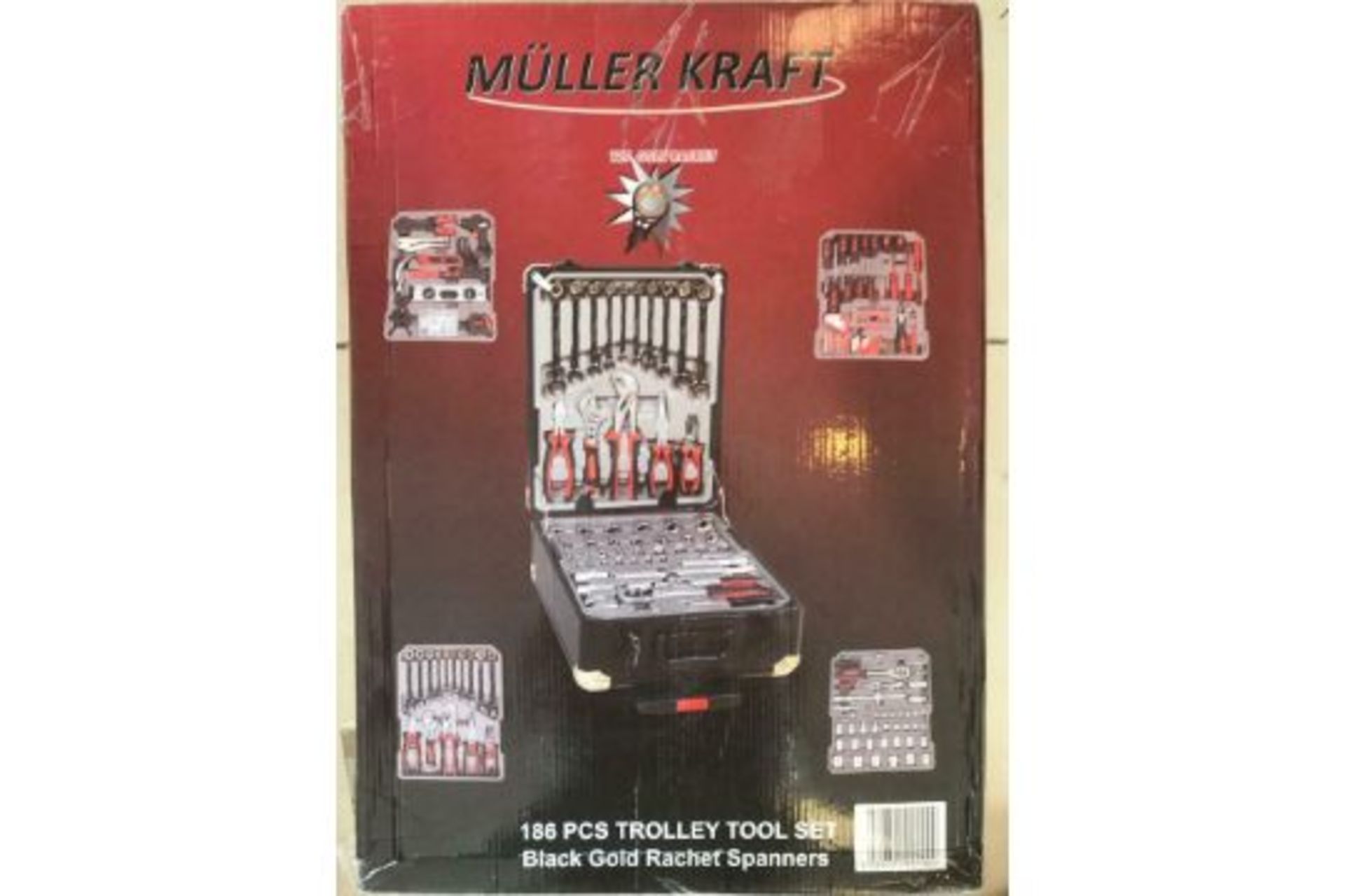 1 x Muller Kraft 186 Piece Tool Kit With Alutrolley Tool Case - Chrome Vanadium Steel Universal Tool - Image 2 of 5