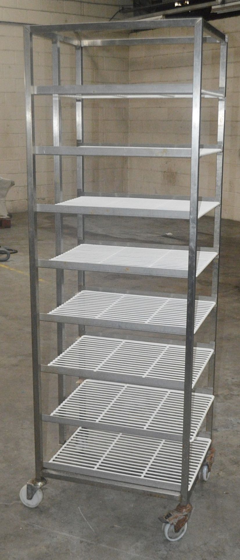 1 x Stainless Steel Commercial Kitchen 8-Tier Wire Shelving Rack, On Castors - Dimensions: H190 x