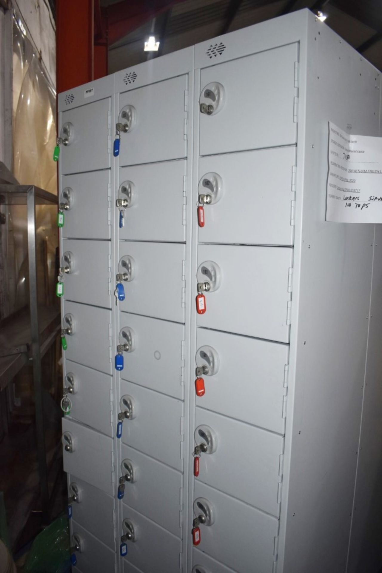 6 x Link Biocote 8 Door Staff Lockers in Grey With Keys and Anti Clutter Slope Tops - Very Good - Image 7 of 9
