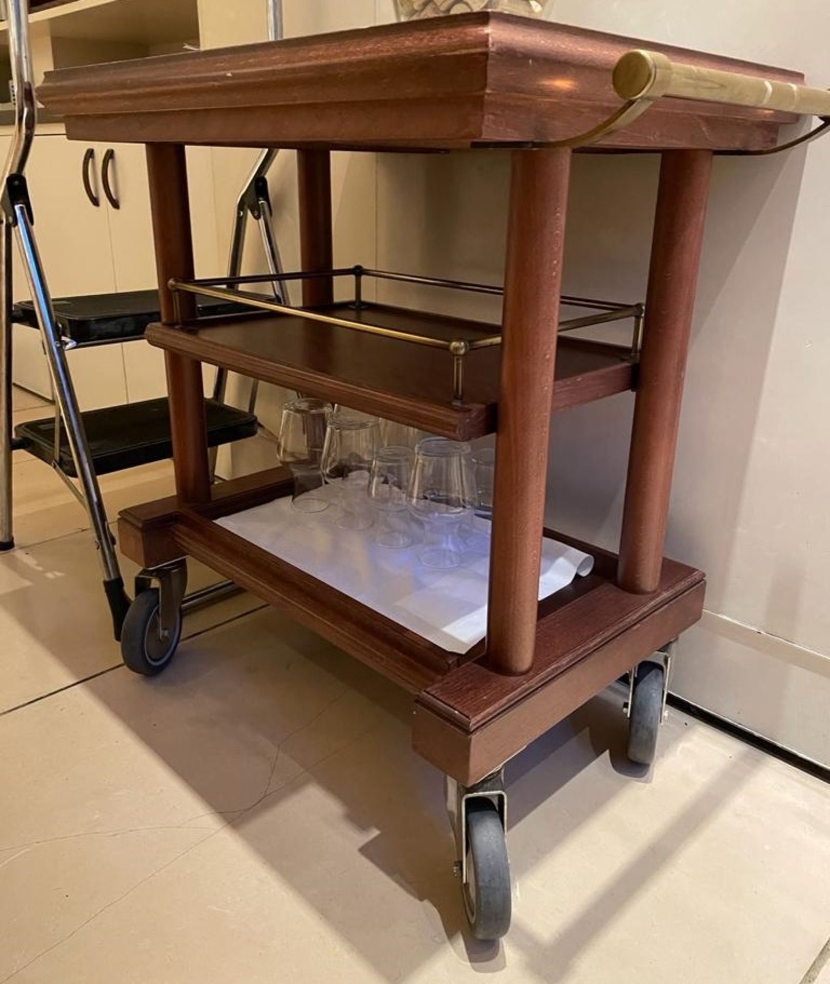 1 x Restaurant Wooden Servery Trolley With Granite Top - Dimensions: 80 x 50 x H82cm - Ref: CAM529 - - Image 2 of 5