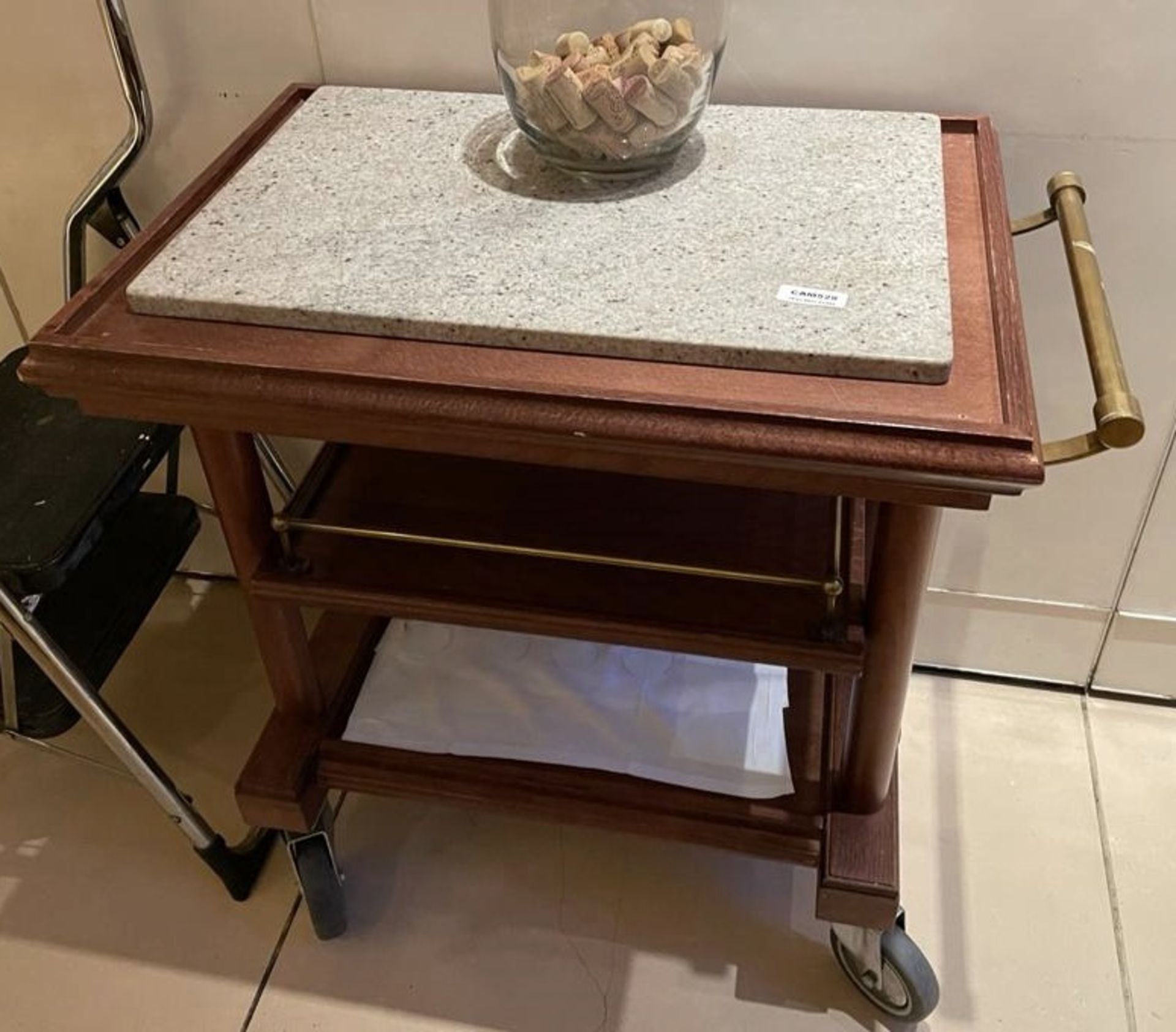 1 x Restaurant Wooden Servery Trolley With Granite Top - Dimensions: 80 x 50 x H82cm - Ref: CAM529 - - Image 5 of 5