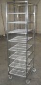 1 x Stainless Steel Commercial Kitchen 8-Tier Wire Shelving Rack, On Castors - Dimensions: H190 x