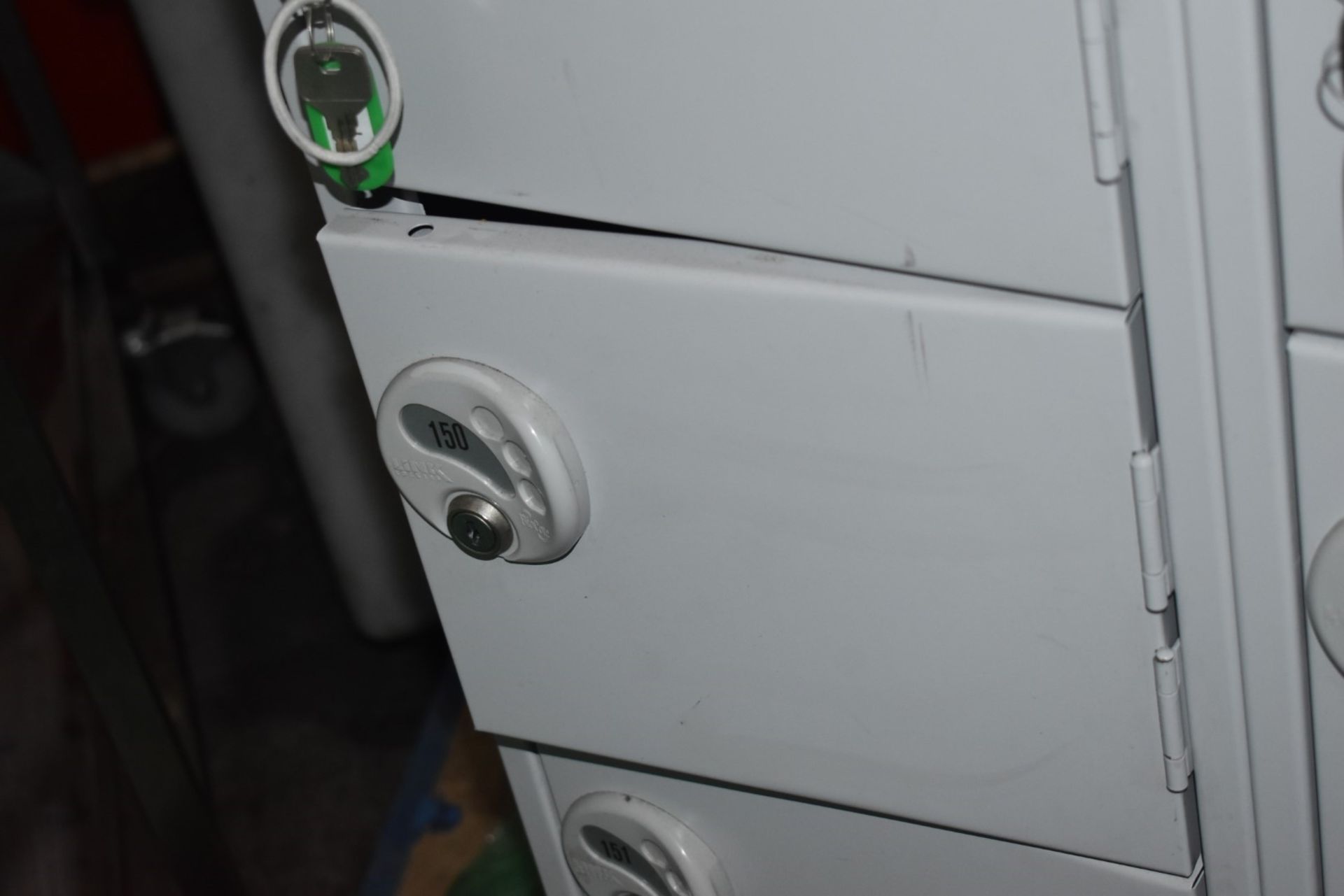 6 x Link Biocote 8 Door Staff Lockers in Grey With Keys and Anti Clutter Slope Tops - Very Good - Image 5 of 9