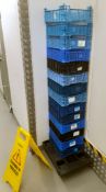 Assorted Job Lot Including Fourteen Storage Crates, Transport Trolley and Wet Floor Sign - CL582 -
