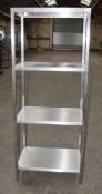 1 x Stainless Steel Commercial Kitchen 4-Tier Shelving Unit - Dimensions: H188 x W74 x D49cm -