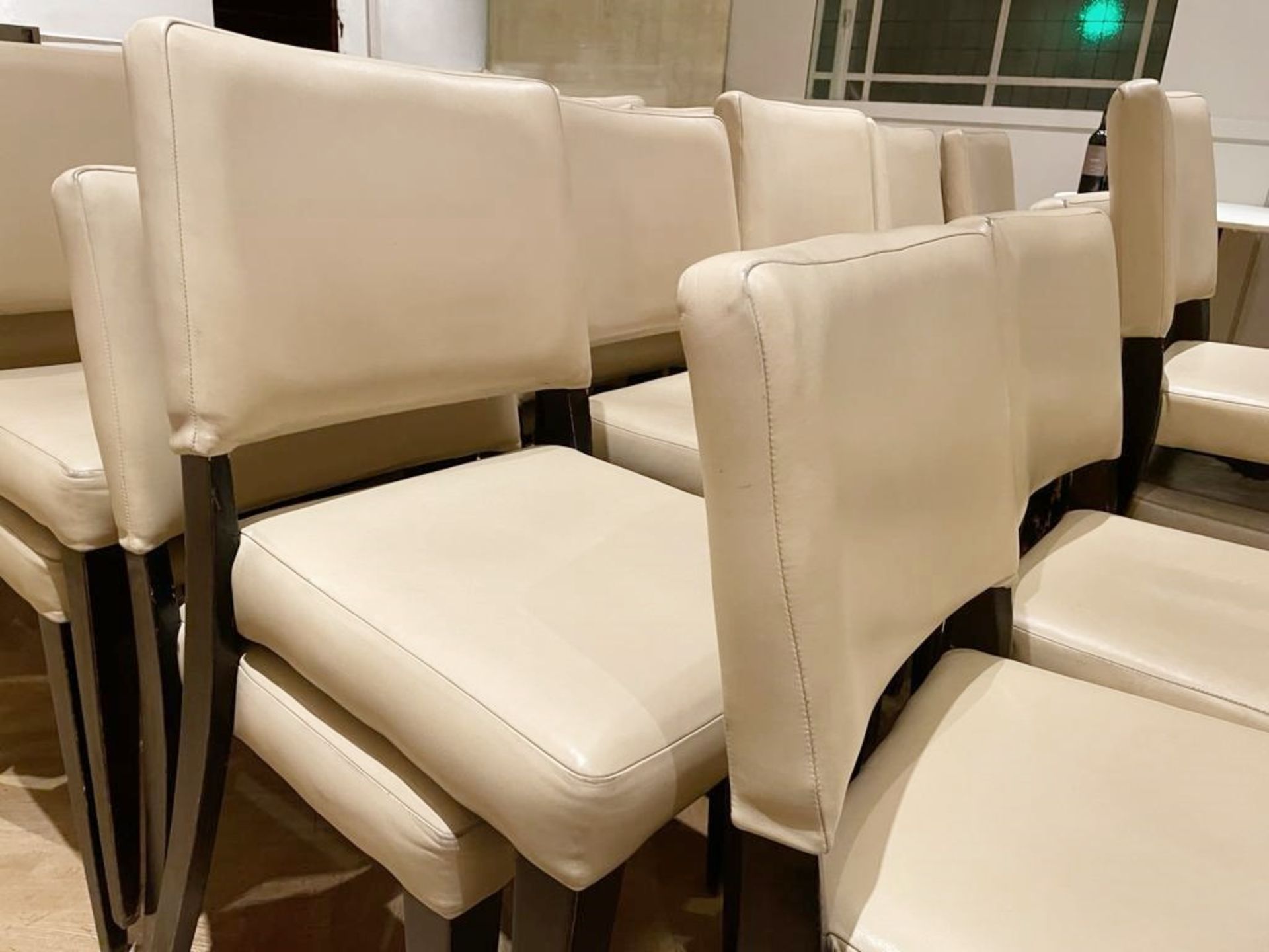 22 x Cream Leather Upholstered Restaurant Dining Chairs With Sturdy Wooden Frames - Ref: CAM527/A - Image 9 of 10