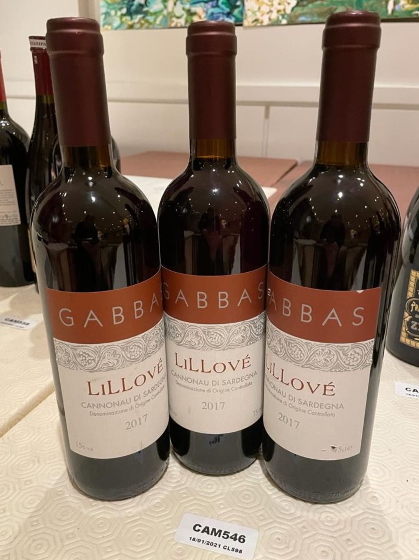 3 x Bottles Of GABBAS CANNENAU DI SARDEGNA - 2017 - 75cl - New/Unopened Restaurant Stock