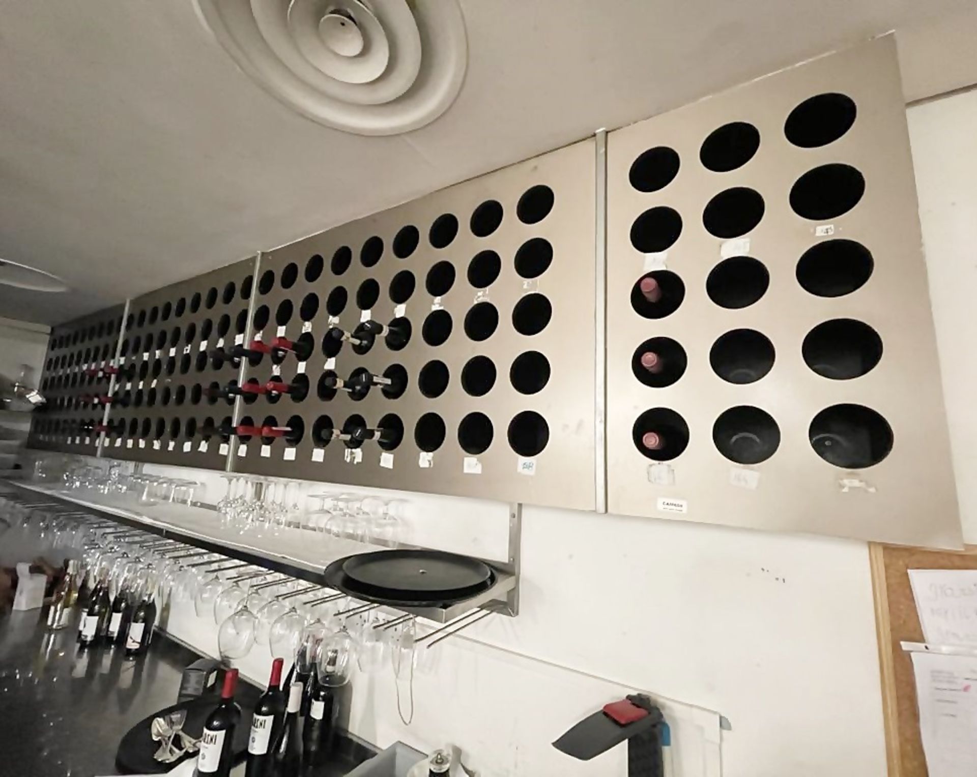1 x Wall Mounted Wine Rack For 150 Bottles, Supplied In 4 Sections - Dimensions: W440cm x H84cm x