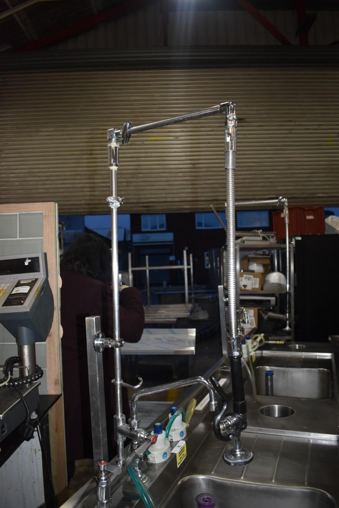 1 x Commercial Kitchen Wash Station With Two Large Sink Bowls, Mixer Taps, Spray Wash Guns, Drainer, - Image 19 of 22