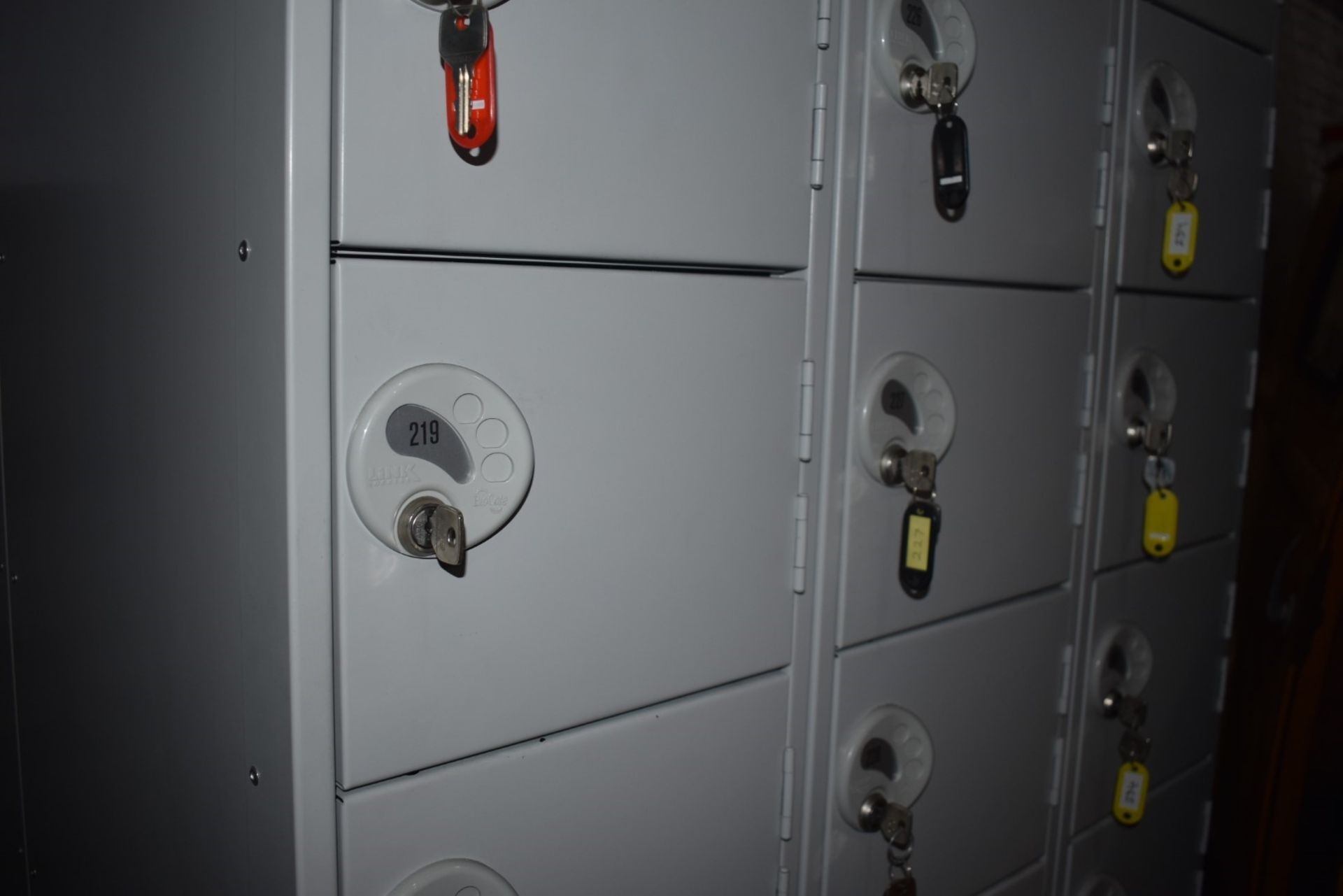 6 x Link Biocote 8 Door Staff Lockers in Grey With Keys and Anti Clutter Slope Tops - Very Good - Image 2 of 9