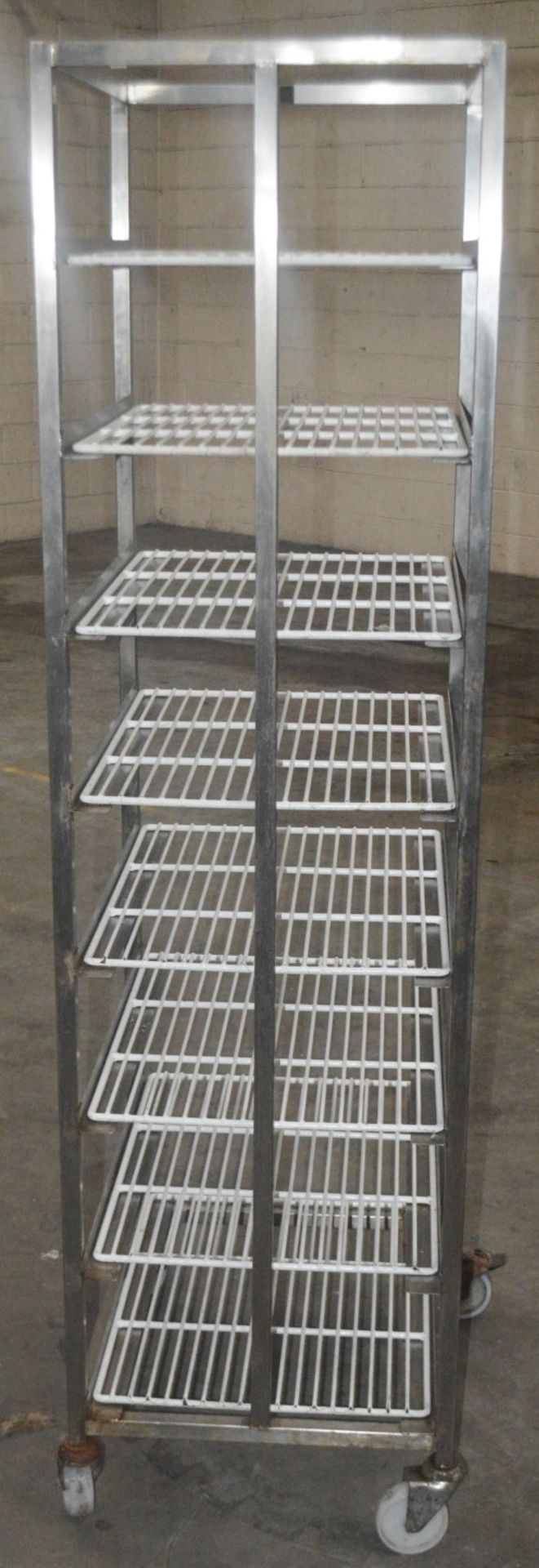 1 x Stainless Steel Commercial Kitchen 8-Tier Wire Shelving Rack, On Castors - Dimensions: H190 x - Image 3 of 3