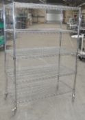 1 x Commercial Kitchen 5-Tier Chrome Wire Shelving Unit - Dimensions: H175 x W120 x D60cm - Very