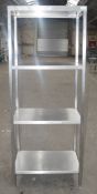 1 x Stainless Steel Commercial Kitchen 4-Tier Shelving Unit - Dimensions: H188 x W74 x D49cm -