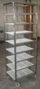 1 x Stainless Steel Commercial Kitchen 8-Tier Wire Shelving Rack, On Castors - Dimensions: H190 x