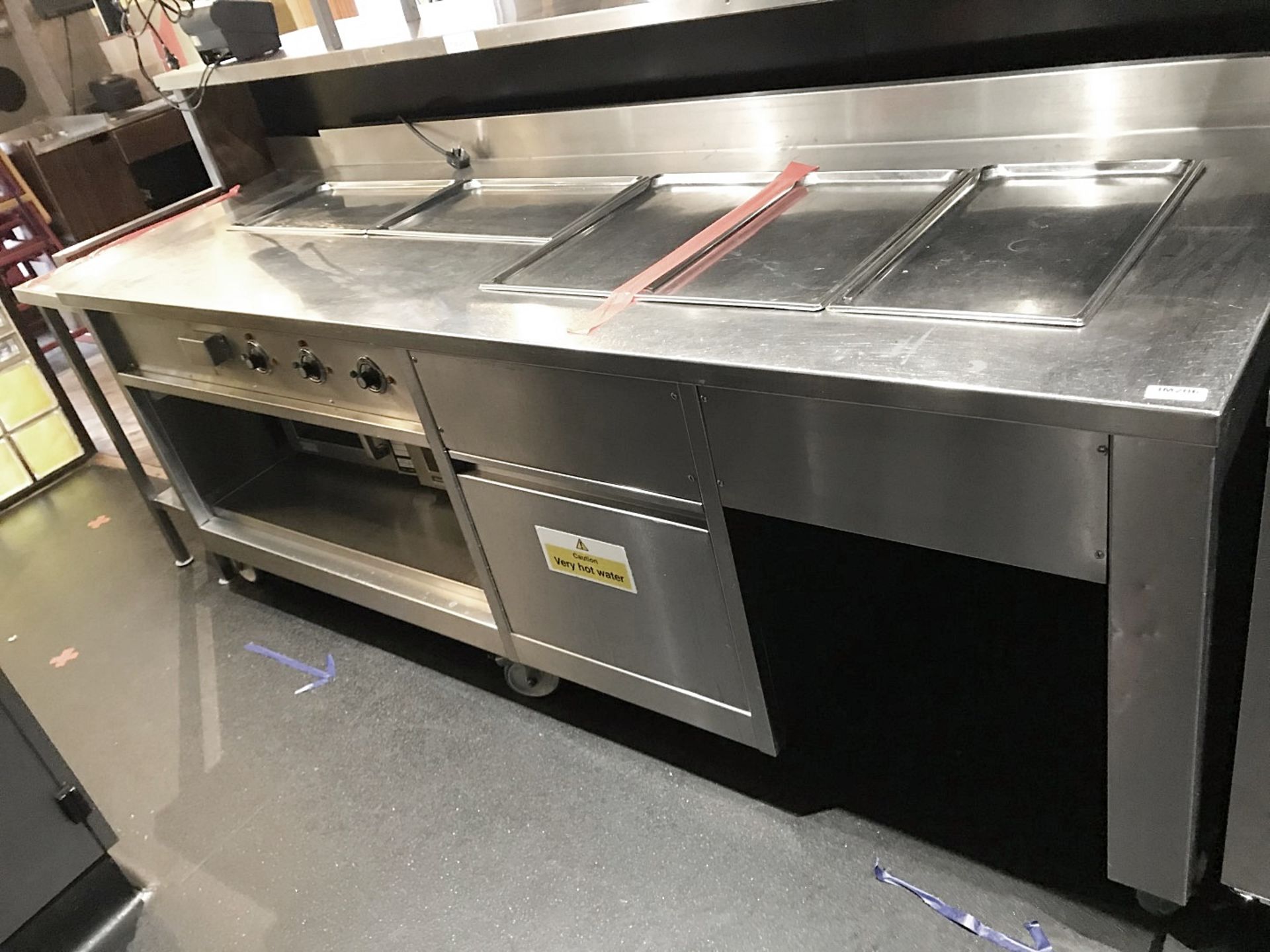1 x Large Stainless Steel Kitchen Food Warming Unit On Castors - Size H90 x W236 x D86 cms - CL554 -