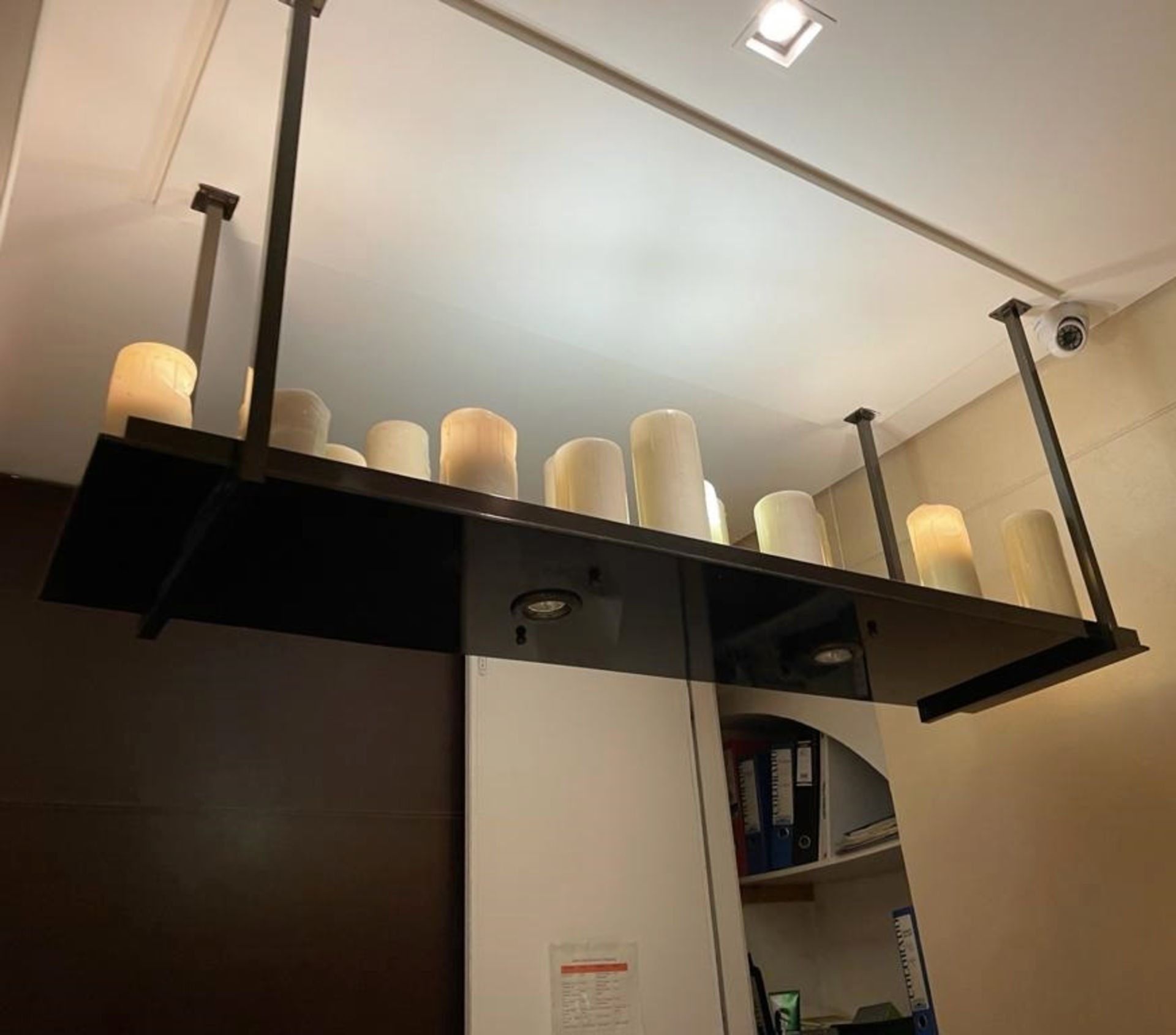 1 x Reception Desk With Ceiling Suspended Light Shelf - Desk Dimensions: W160 x D60.5 x H112cm - Image 3 of 6