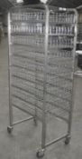 1 x Stainless Steel Commercial Kitchen 10-Grid Trolley With 9 x Wire Baskets - Dimensions: H182 x