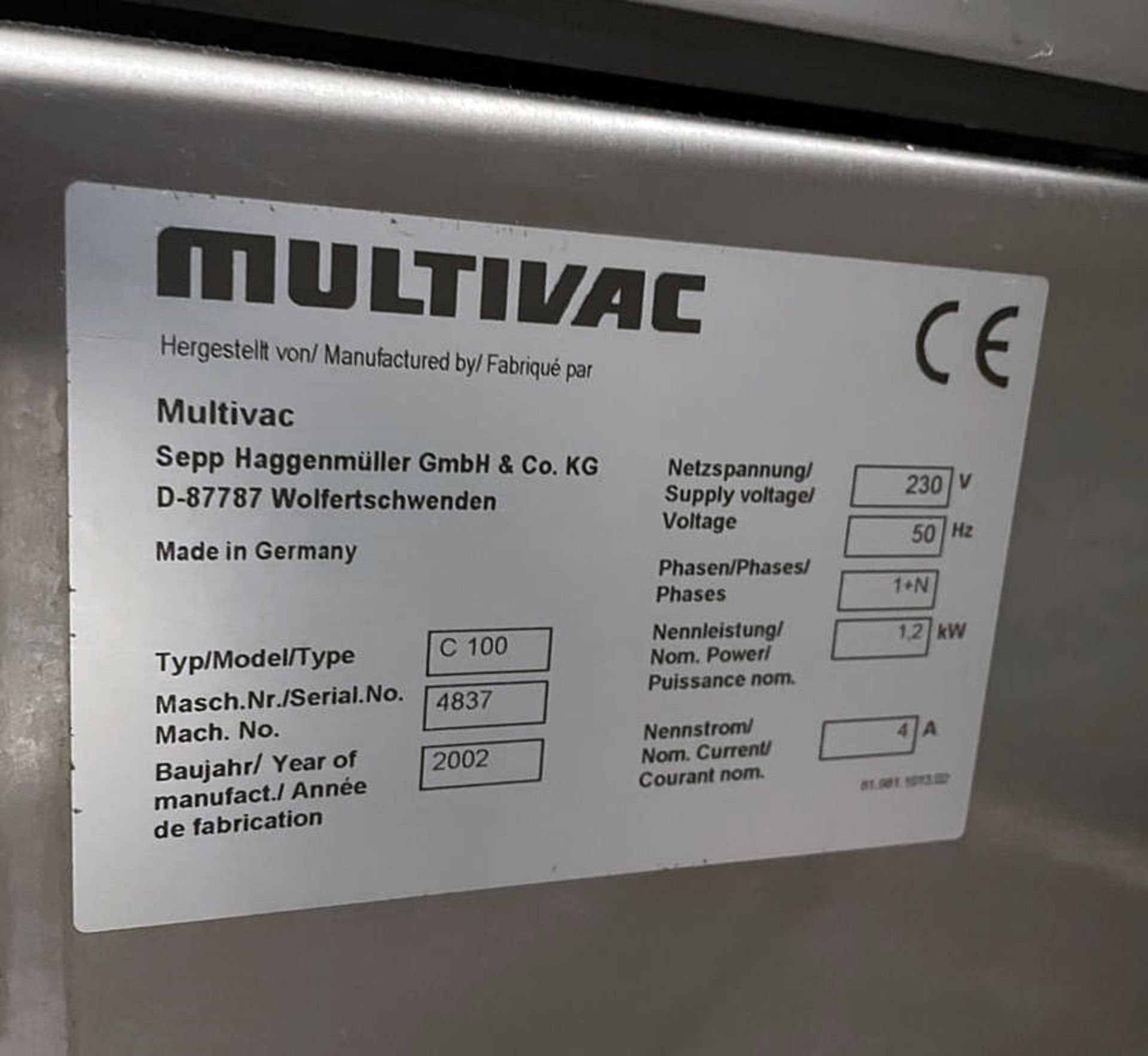 1 x MULTIVAC Commercial Vacuum Packer (Model C100) - Ref: CAM506 - CL612 - Location: London SW1P - Image 4 of 8