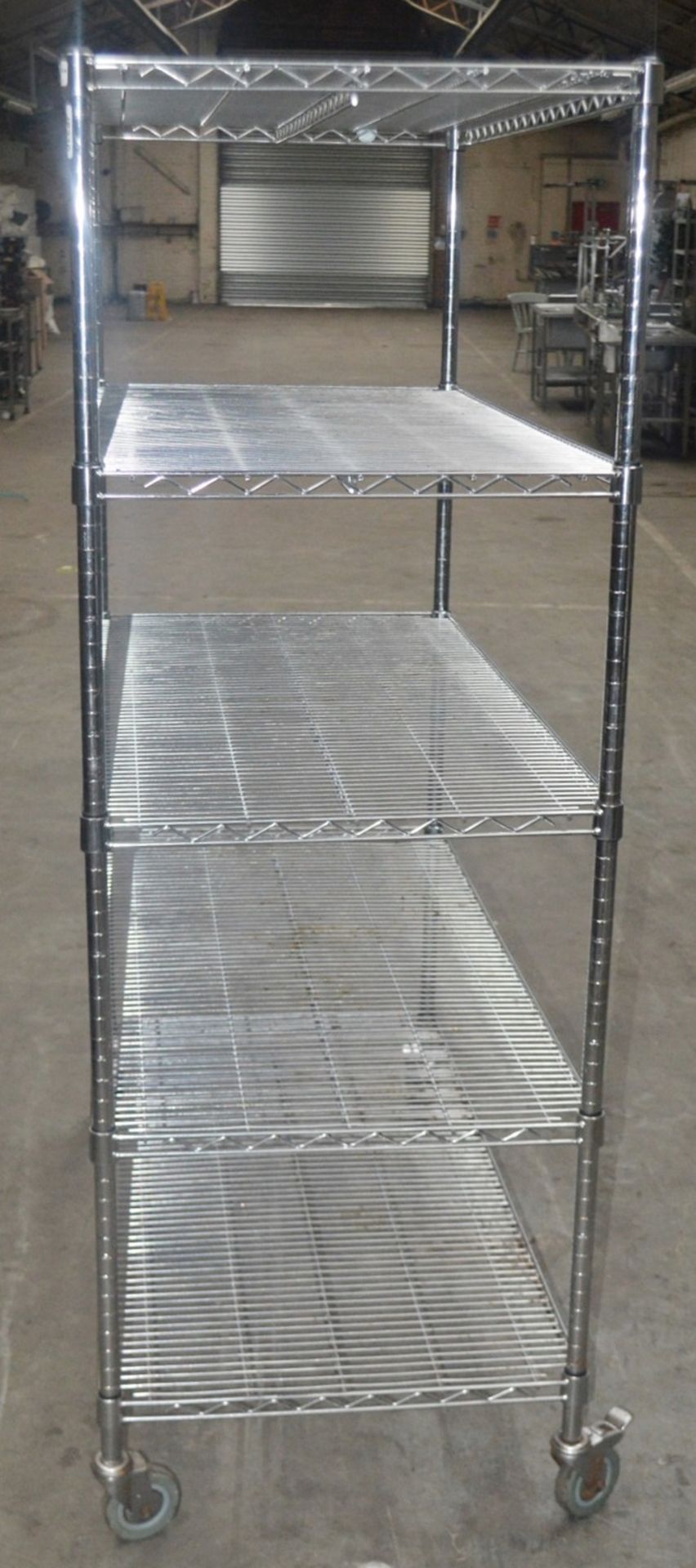 1 x Commercial Kitchen 5-Tier Chrome Wire Shelving Unit - Dimensions: H175 x W120 x D60cm - Very - Image 3 of 4